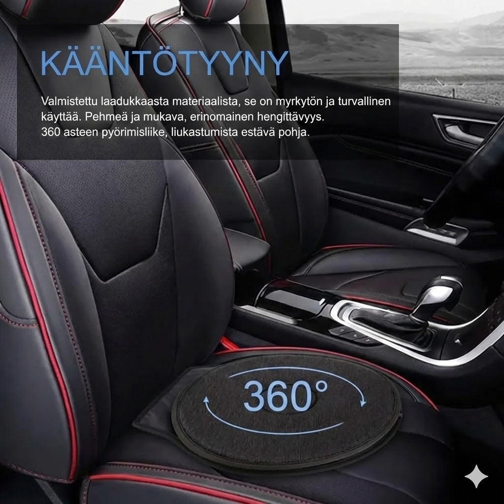 360° kääntyvä istuintyyny – muistivaahtoinen kääntöalusta autoon