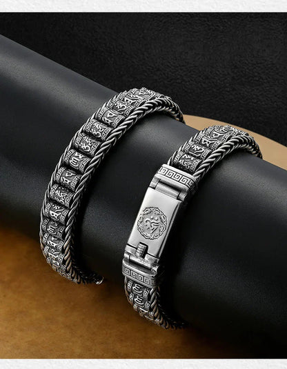 Tiibetiläinen rukousmylly-rannekoru – 925 sterling-hopeaa