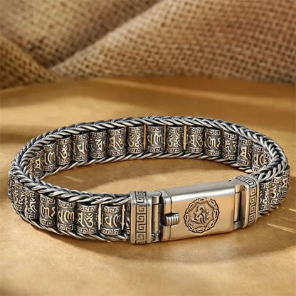 Tiibetiläinen rukousmylly-rannekoru – 925 sterling-hopeaa