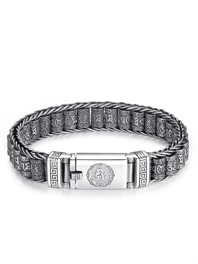 Tiibetiläinen rukousmylly-rannekoru – 925 sterling-hopeaa