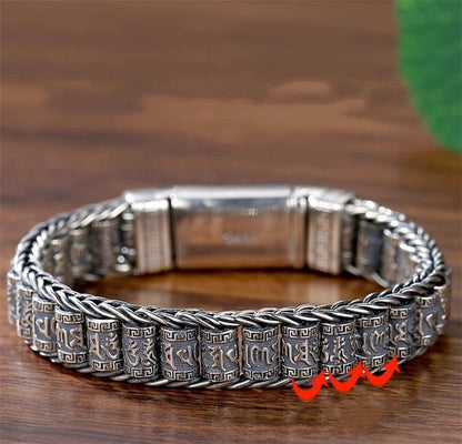 Tiibetiläinen rukousmylly-rannekoru – 925 sterling-hopeaa