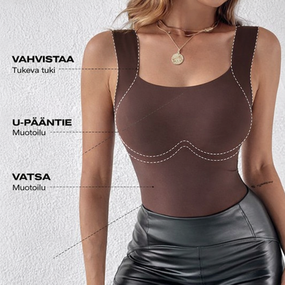 Lämpöinen toppi, jossa sisäänrakennettu rintaliivi (U-kaula-aukko)