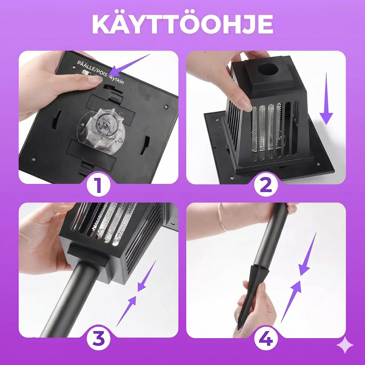 Aurinkokennokäyttöinen hyönteishävittäjä ulkokäyttöön