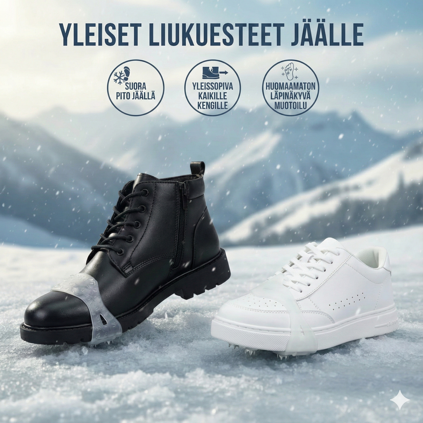 Yleismalliset 5-piikkiset jäänastat kenkiin ja saappaisiin