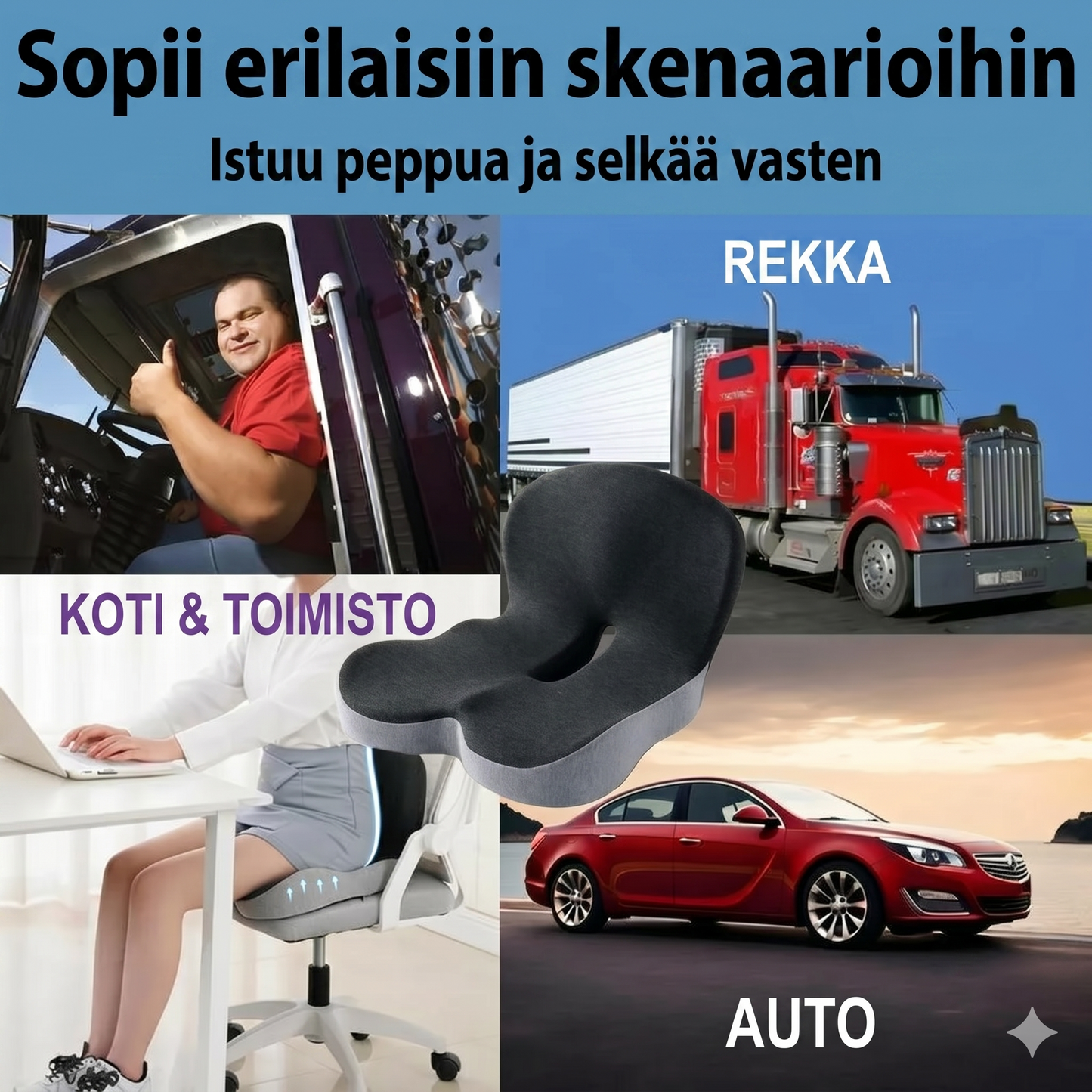 Liukumaton muistivaahto-istuintyyny