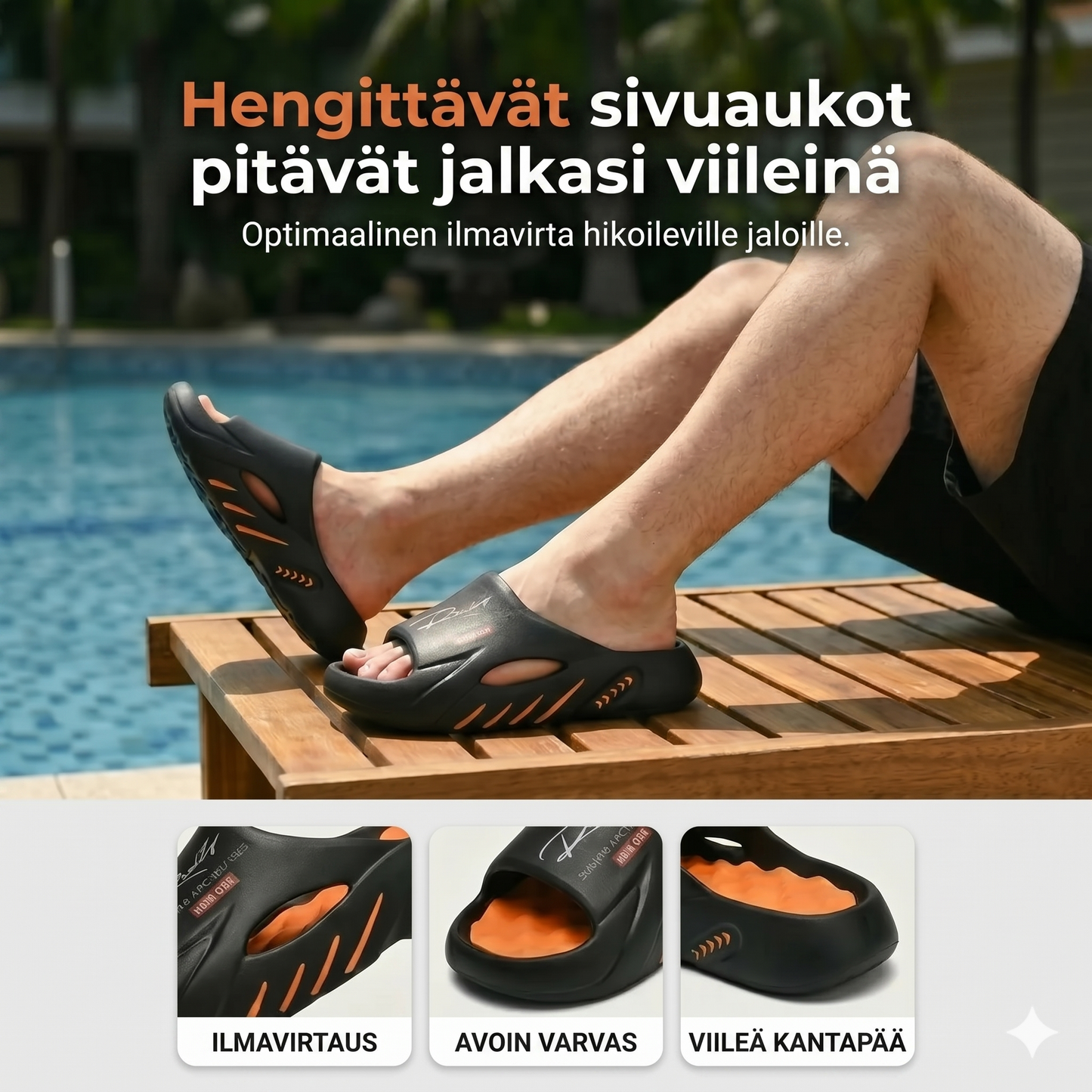 Miesten Cloud-sandaalit paksulla liukuestepohjalla