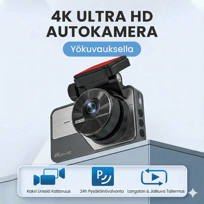 4K Ultra HD -kojelautakamera Wi-Fi-yhteydellä ja pimeänäkötoiminnolla