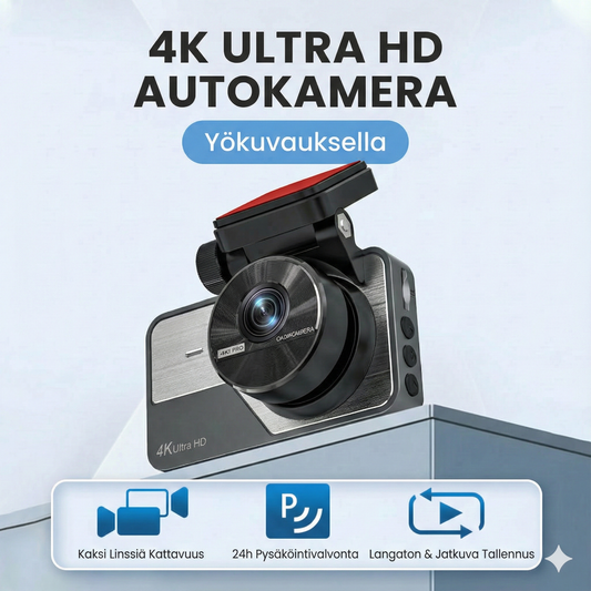 4K Ultra HD -kojelautakamera Wi-Fi-yhteydellä ja pimeänäkötoiminnolla