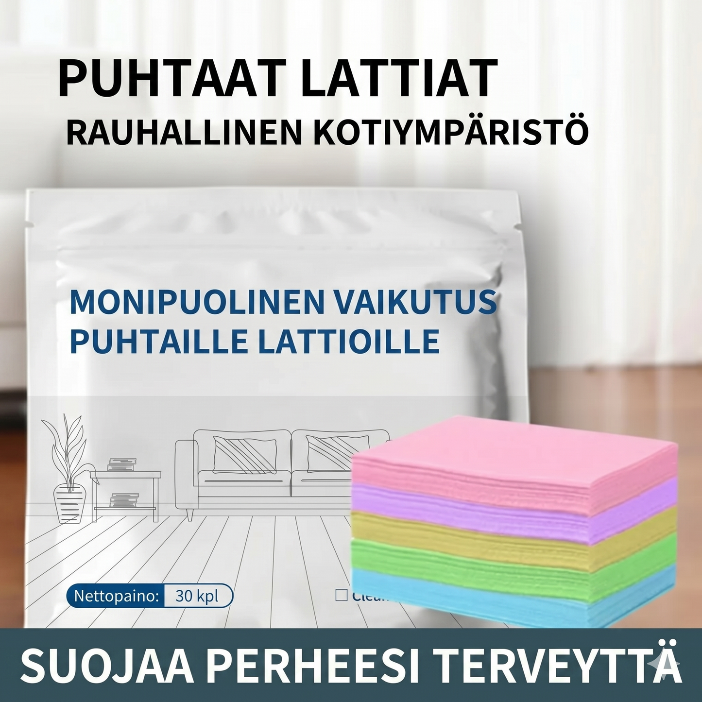 Monitehoiset lattianpesuarkit (100 kpl per pakkaus)