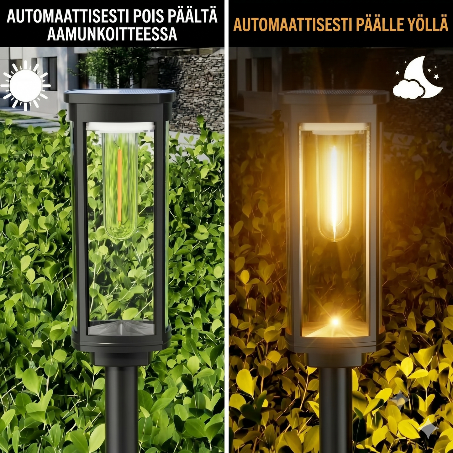 Aurinkoenergiakäyttöinen puutarhavalo – retro-muotoilu, 12–14 tunnin valaistus & IP65-vedenpitävä