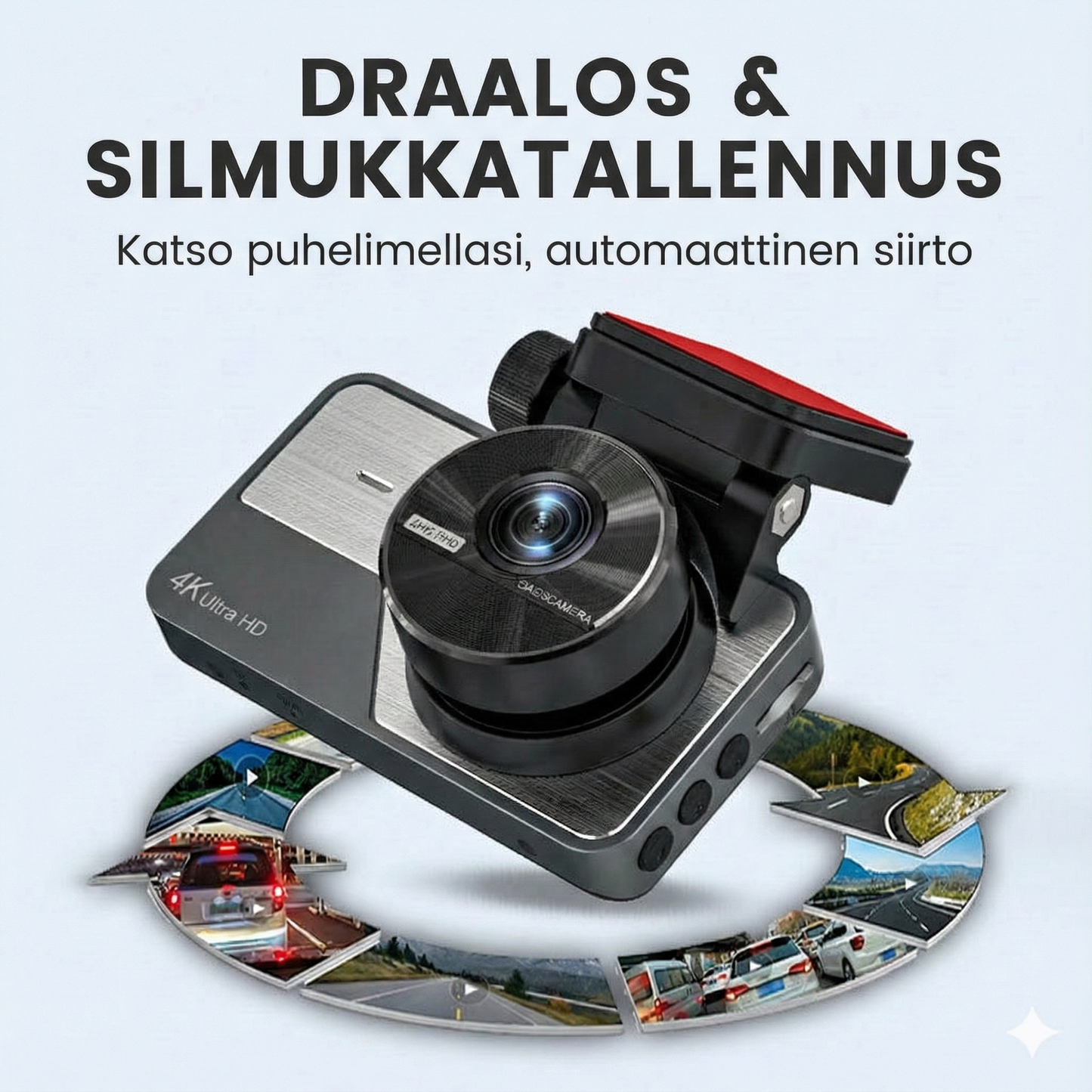 4K Ultra HD -kojelautakamera Wi-Fi-yhteydellä ja pimeänäkötoiminnolla