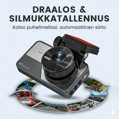 4K Ultra HD -kojelautakamera Wi-Fi-yhteydellä ja pimeänäkötoiminnolla