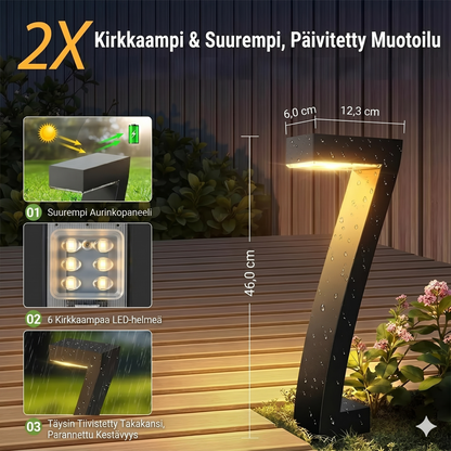 Luova, vedenpitävä aurinkokäyttöinen polkuvalaistus