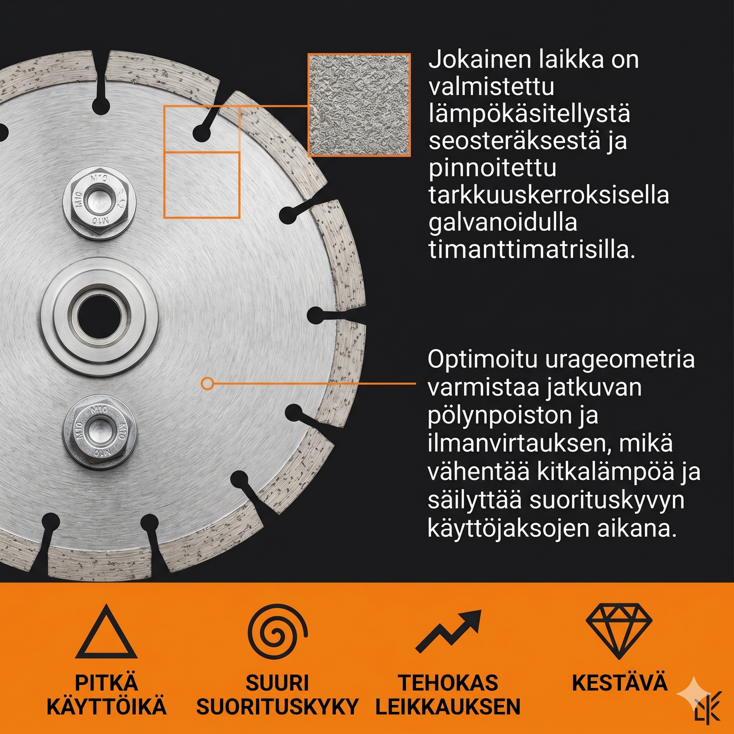 Galvanoitu hiomalaikka – Kaksipuolinen karkeus, kipinöimätön