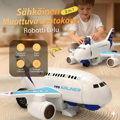 2-in-1 sähköinen muuntuva lentokonerobottilelu