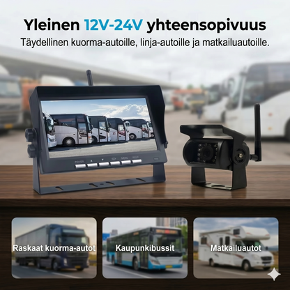 Laadukas langaton peruuttamikamerajärjestelmä 7 tuuman laajakuvanäytöllä