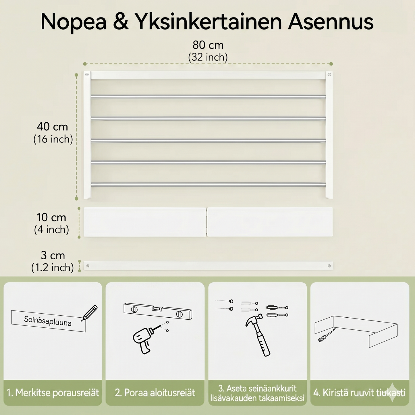Tilaa säästävä AirFold-kuivausteline