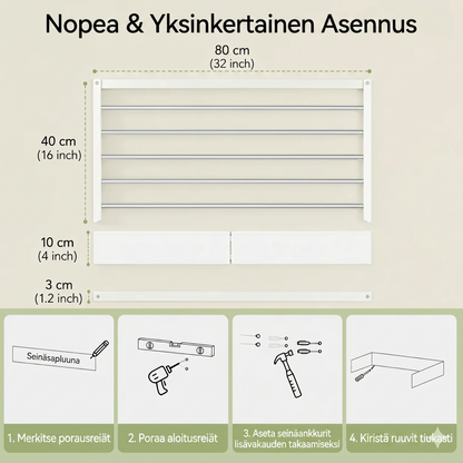 Tilaa säästävä AirFold-kuivausteline