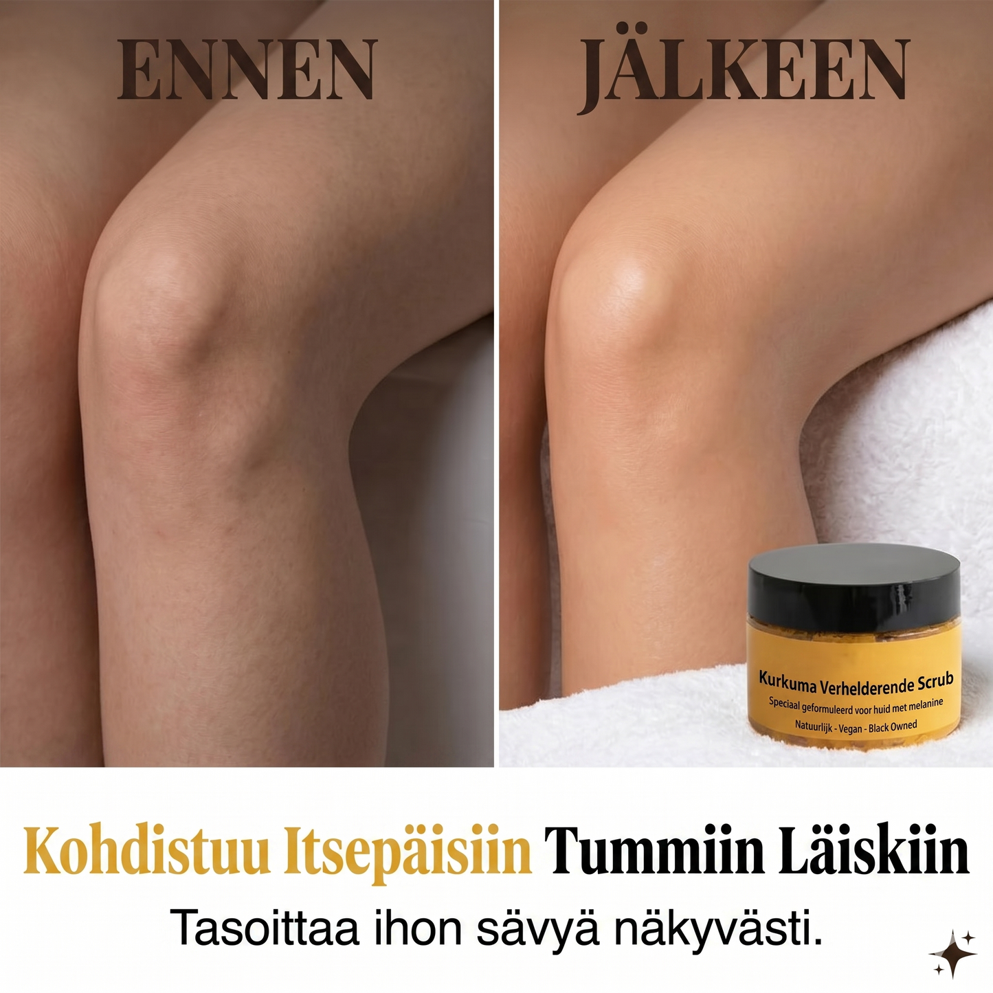 Kurkuma-vartalokuorinta stimuloi ihoa miedolla kuorinnalla ja syvällä kosteutuksella