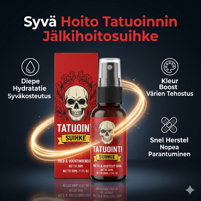 Kosteuttava suihke tatuoinnin jälkihoitoon