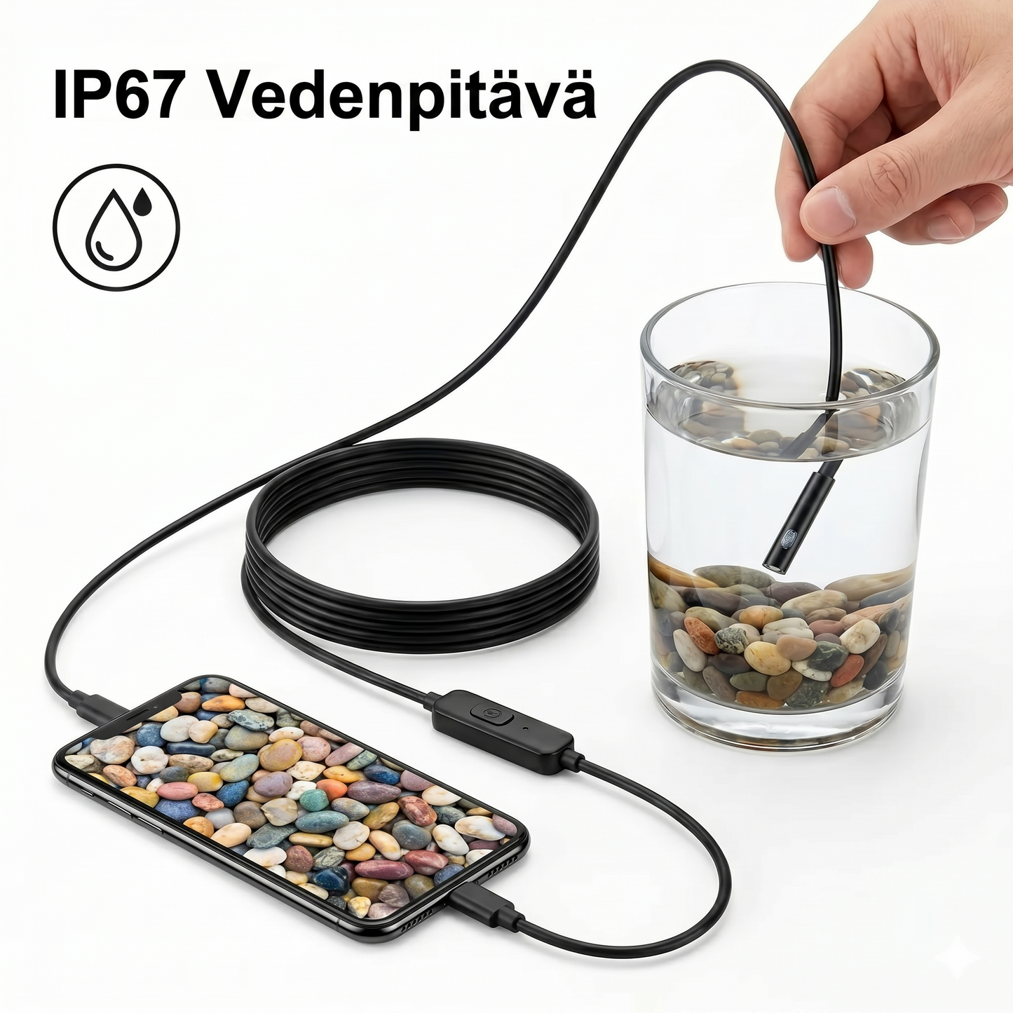 Universaali 3-in-1-endoskooppikamera IP67-vedenpitävällä anturilla