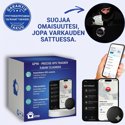 GP90 - Älykäs GPS-paikannin ilman kuukausimaksua (Android/Apple)
