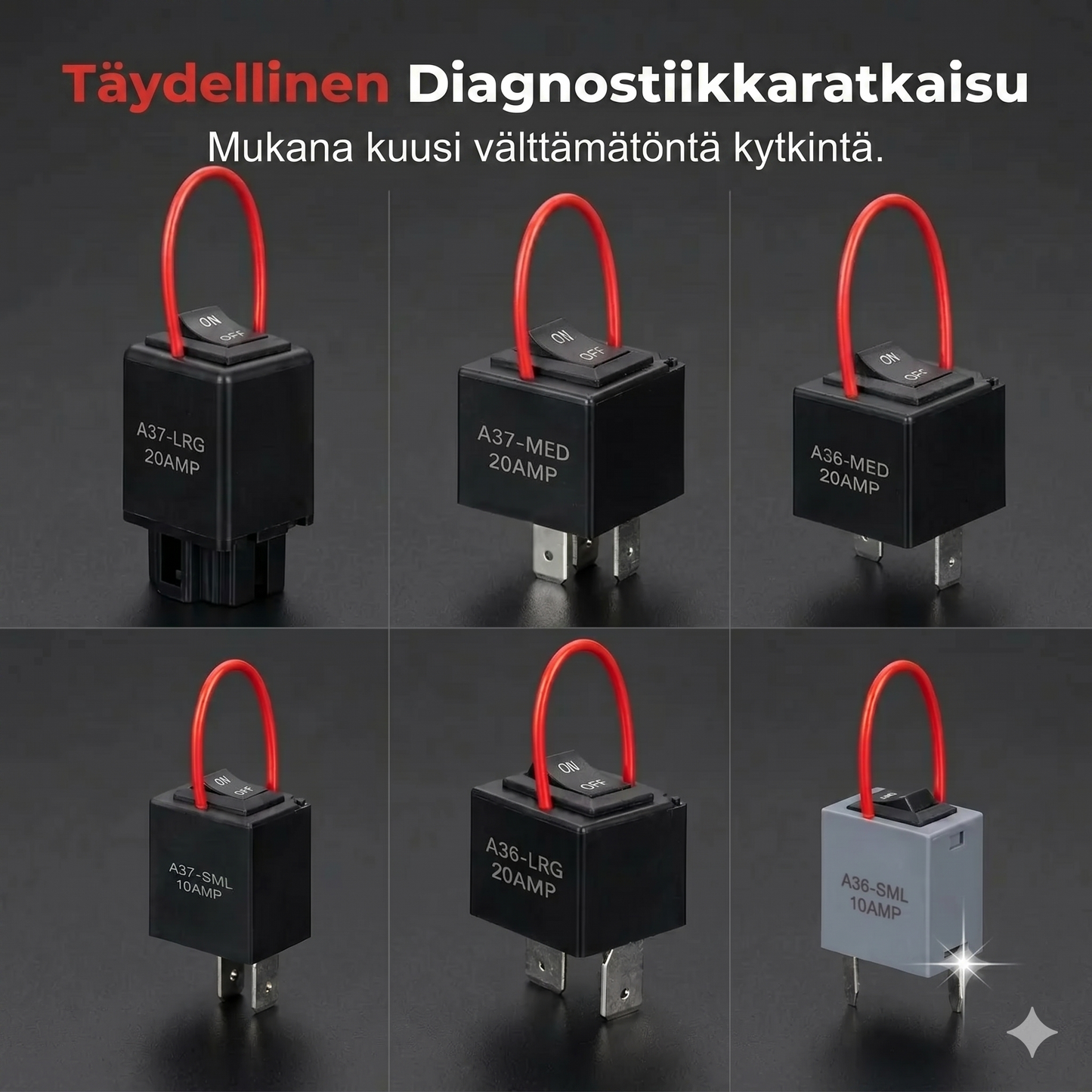 Auton releiden testisarja käynnistyskaapeleilla