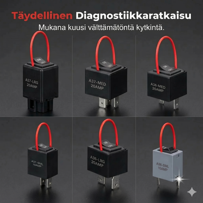 Auton releiden testisarja käynnistyskaapeleilla