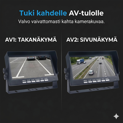 Laadukas langaton peruuttamikamerajärjestelmä 7 tuuman laajakuvanäytöllä