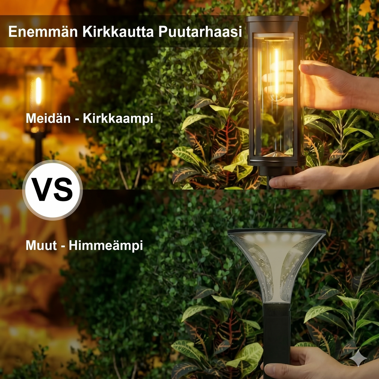 Aurinkoenergiakäyttöinen puutarhavalo – retro-muotoilu, 12–14 tunnin valaistus & IP65-vedenpitävä
