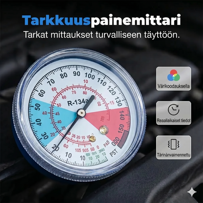 R134ailmastoinnin täyttöletku painemittarilla