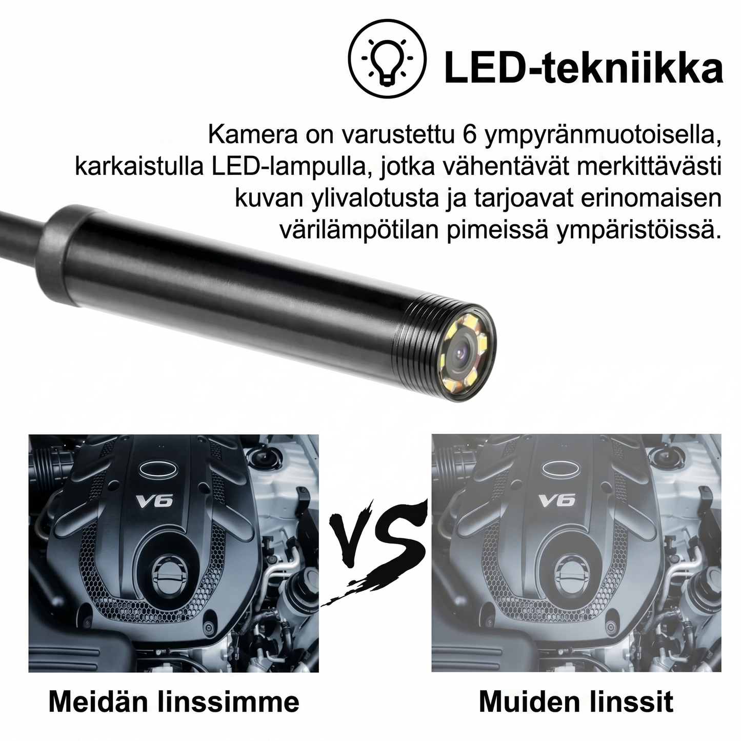 Universaali 3-in-1-endoskooppikamera IP67-vedenpitävällä anturilla