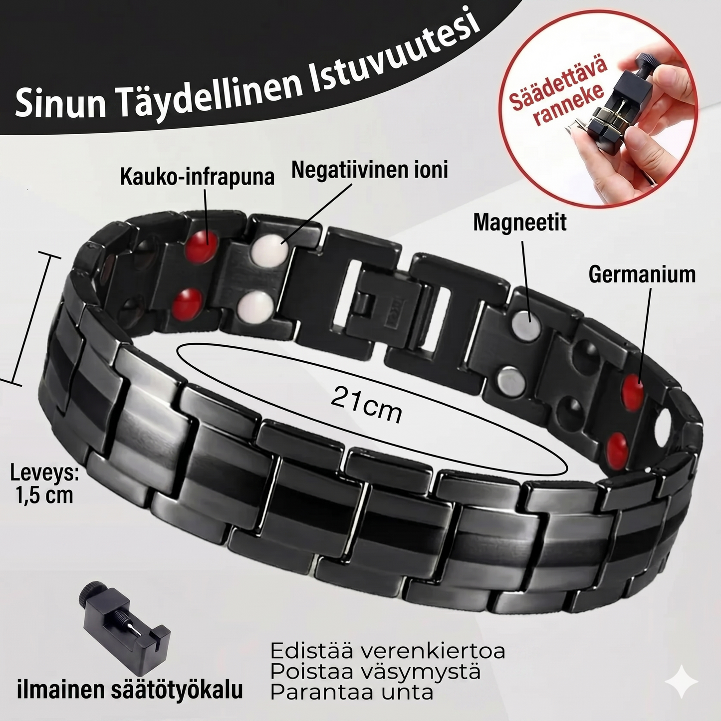 Retro miesten rannekoru ristillä ja kaksirivisellä magneettilukolla