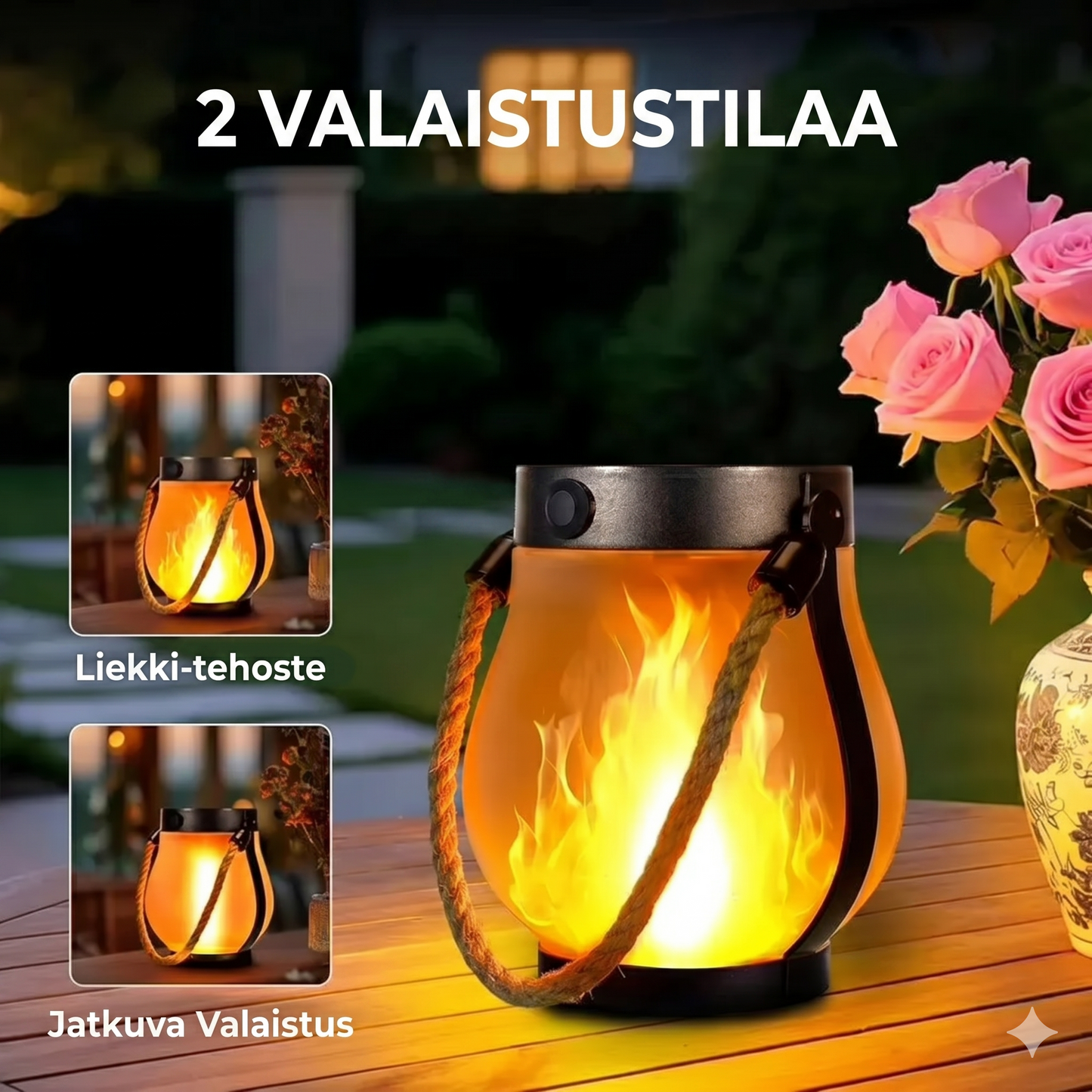 Tunnelmallinen aurinkokenno-liekkilyhty