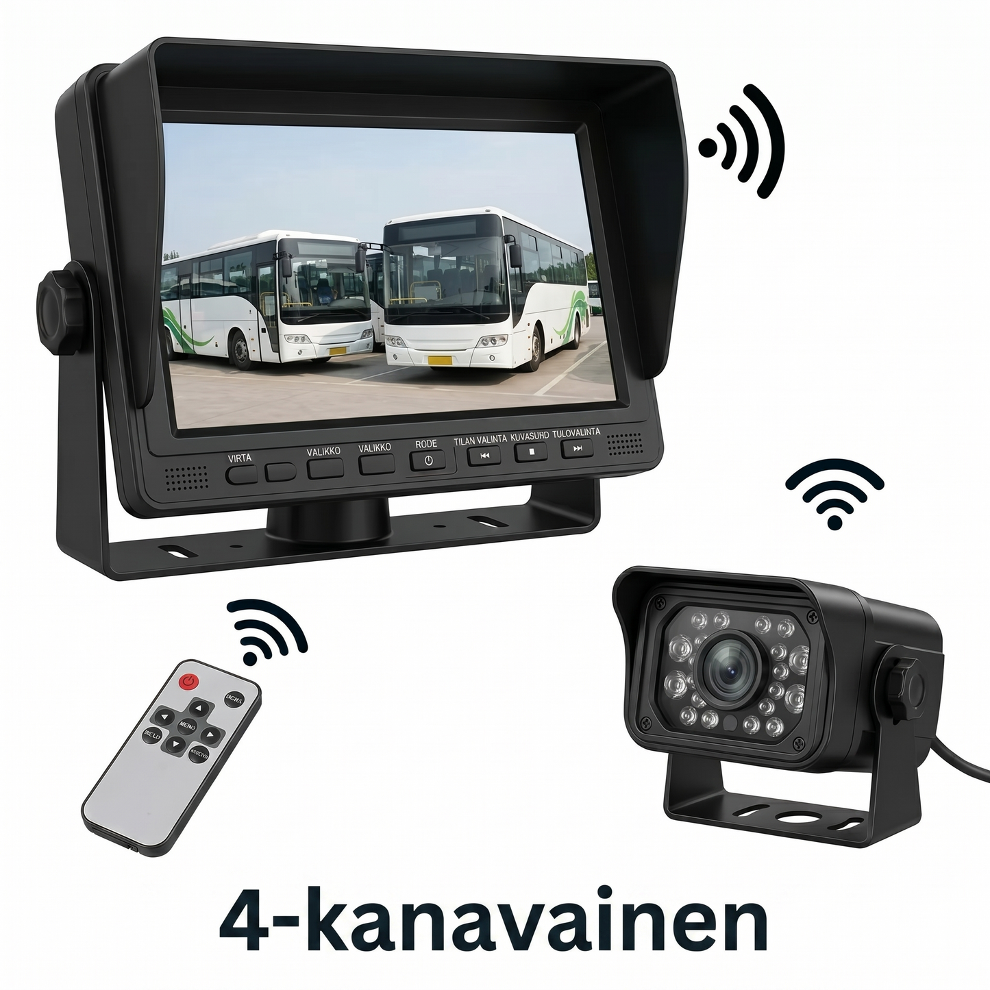 Laadukas langaton peruuttamikamerajärjestelmä 7 tuuman laajakuvanäytöllä