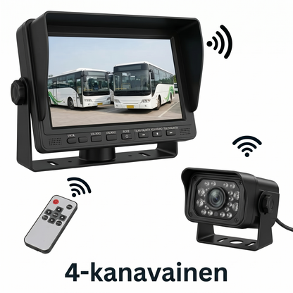 Laadukas langaton peruuttamikamerajärjestelmä 7 tuuman laajakuvanäytöllä