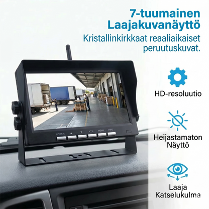 Laadukas langaton peruuttamikamerajärjestelmä 7 tuuman laajakuvanäytöllä