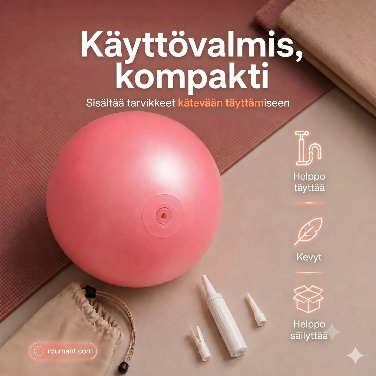 Pilatespallo 15 cm – räjähdyssuojattu, hunajakenno-antislip, kannettava