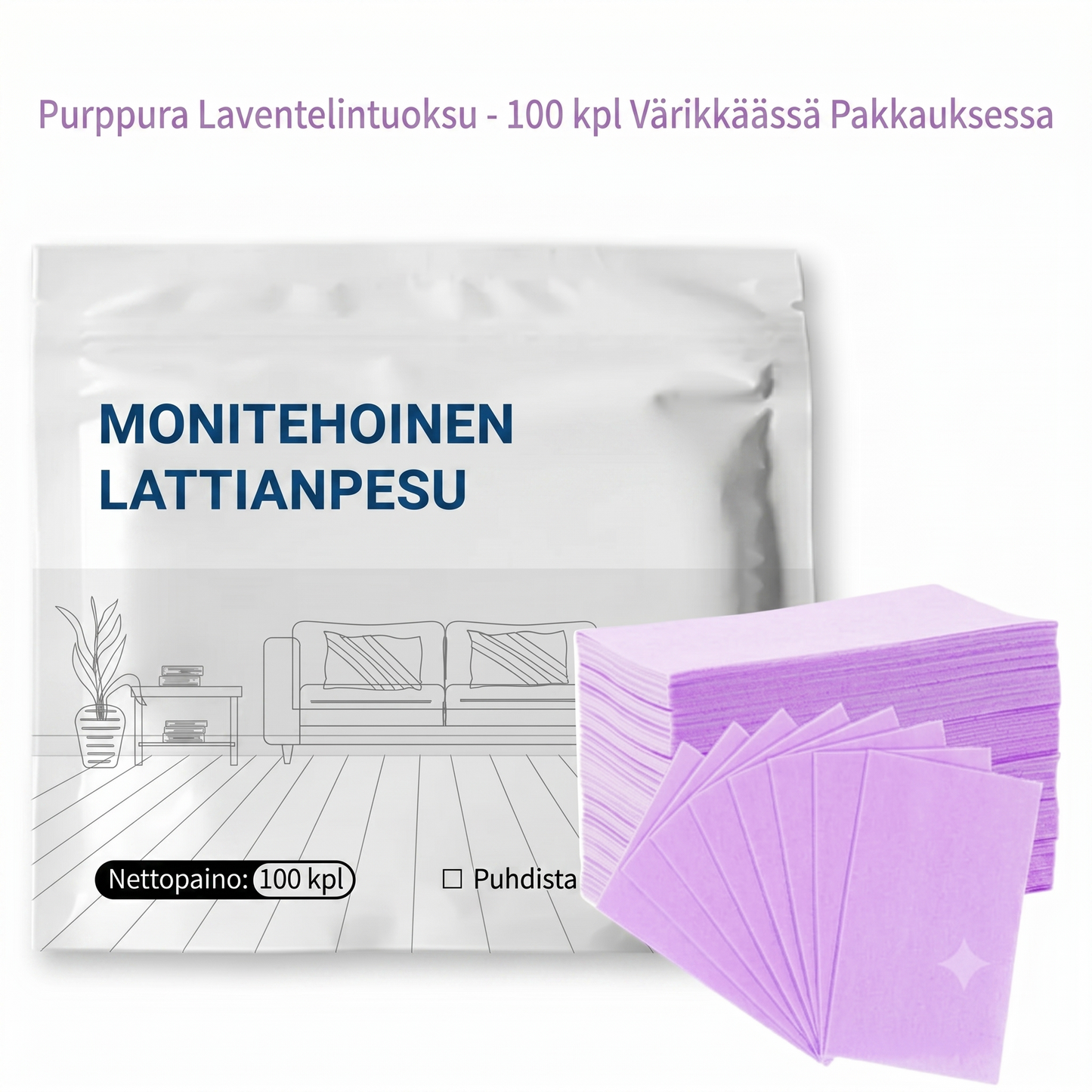Monitehoiset lattianpesuarkit (100 kpl per pakkaus)