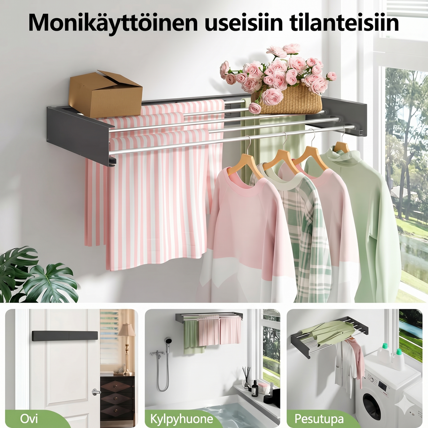 Tilaa säästävä AirFold-kuivausteline