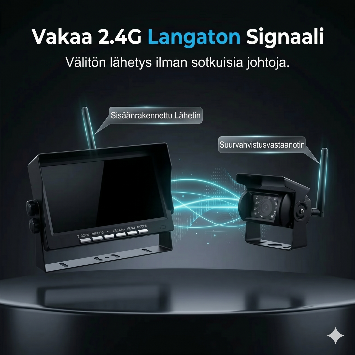 Laadukas langaton peruuttamikamerajärjestelmä 7 tuuman laajakuvanäytöllä