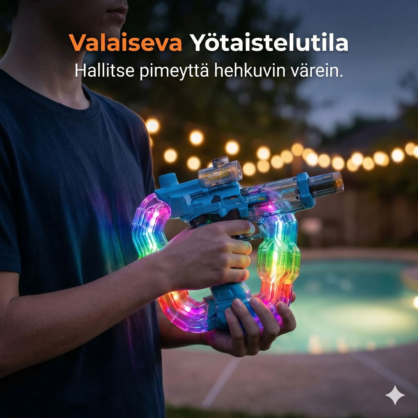 Sateenkaaren lailla loistava vesipyssy