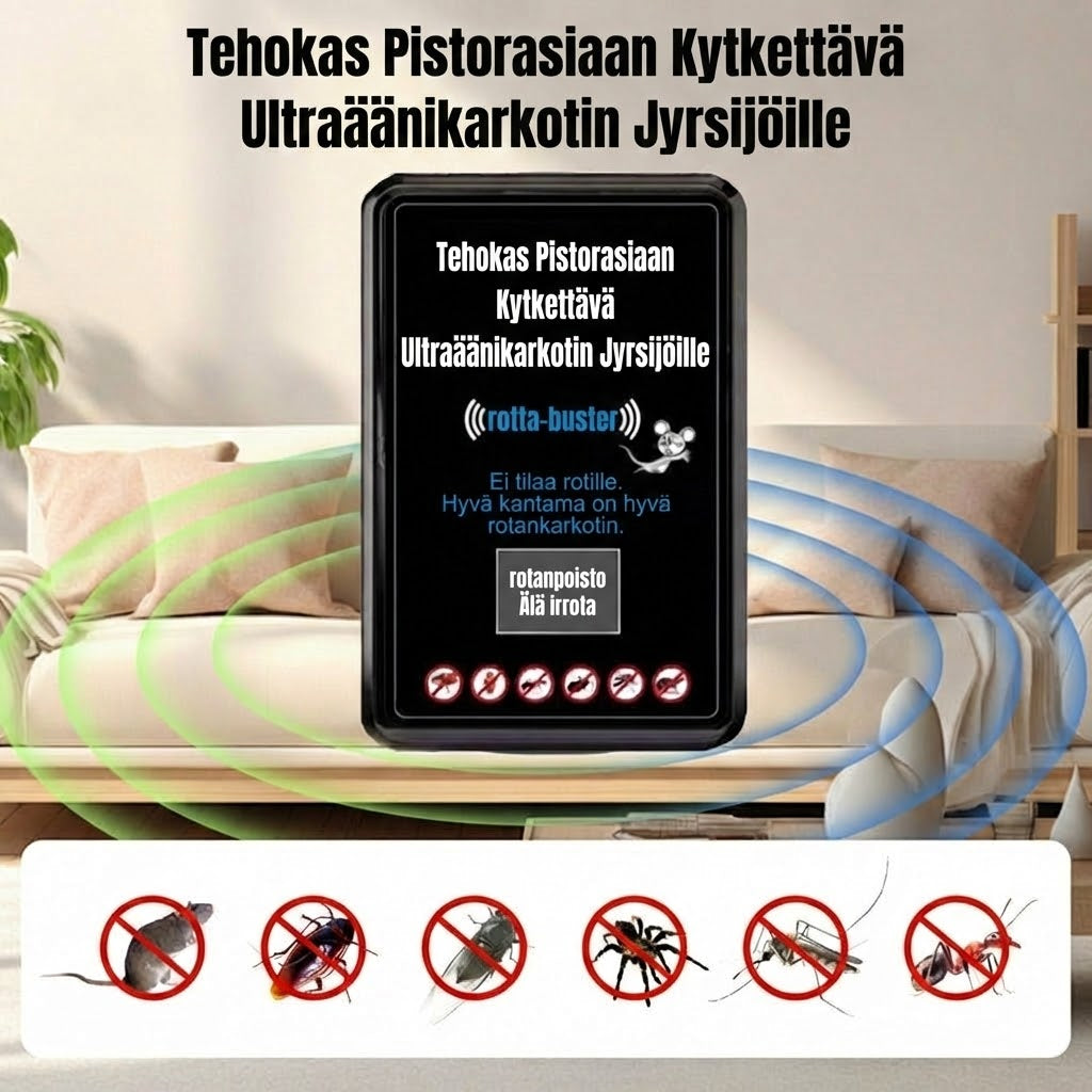 Tehokas pistorasiaan kytkettävä ultraäänituholaiskarkotin