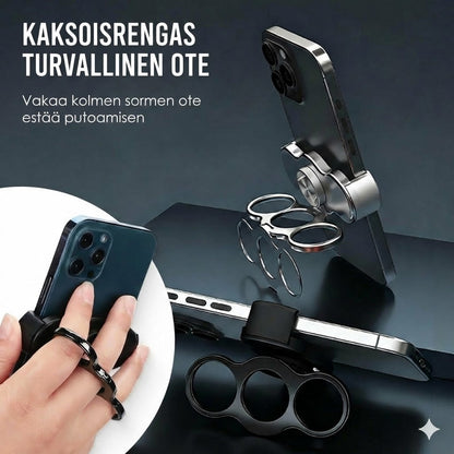 Kaksoisrengas kolmelle sormelle ja takakiinnike