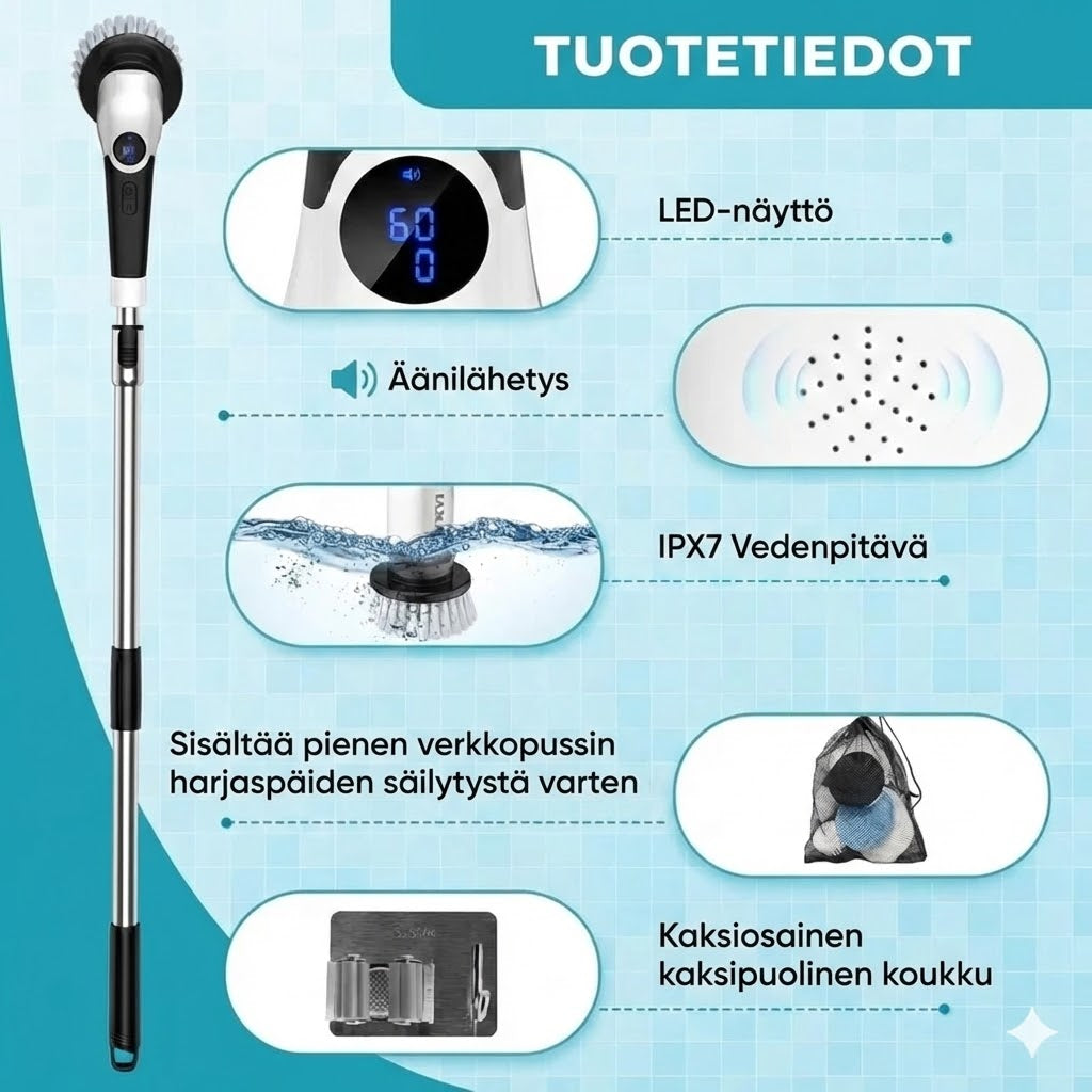 9-in-1 sähköinen puhdistusharja
