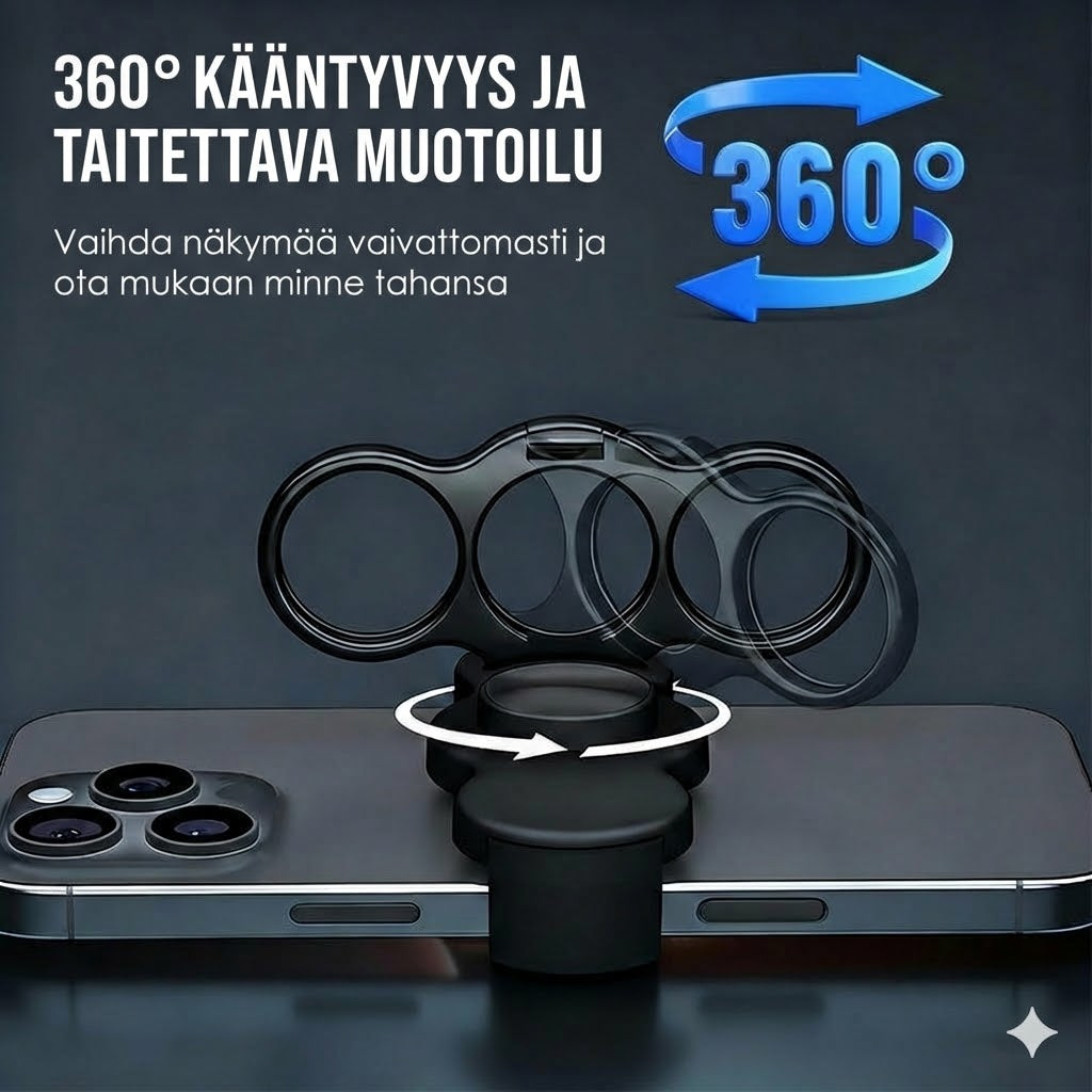 Kaksoisrengas kolmelle sormelle ja takakiinnike