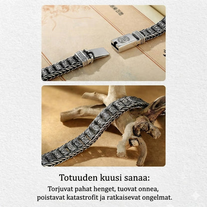 Tiibetiläinen rukousmylly-rannekoru – 925 sterling-hopeaa